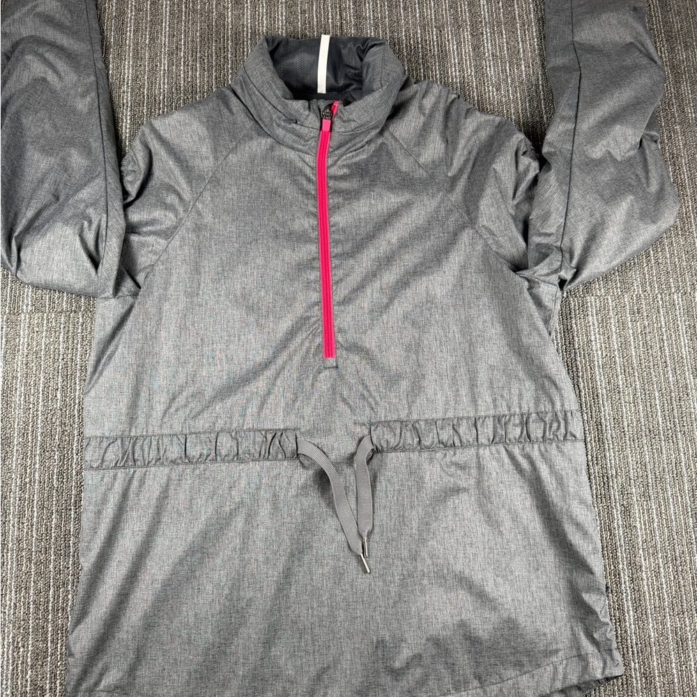 Fabletics Jacket Women XLGray Pink Danielle Hooded Half Zip Pullover Windbreaker
